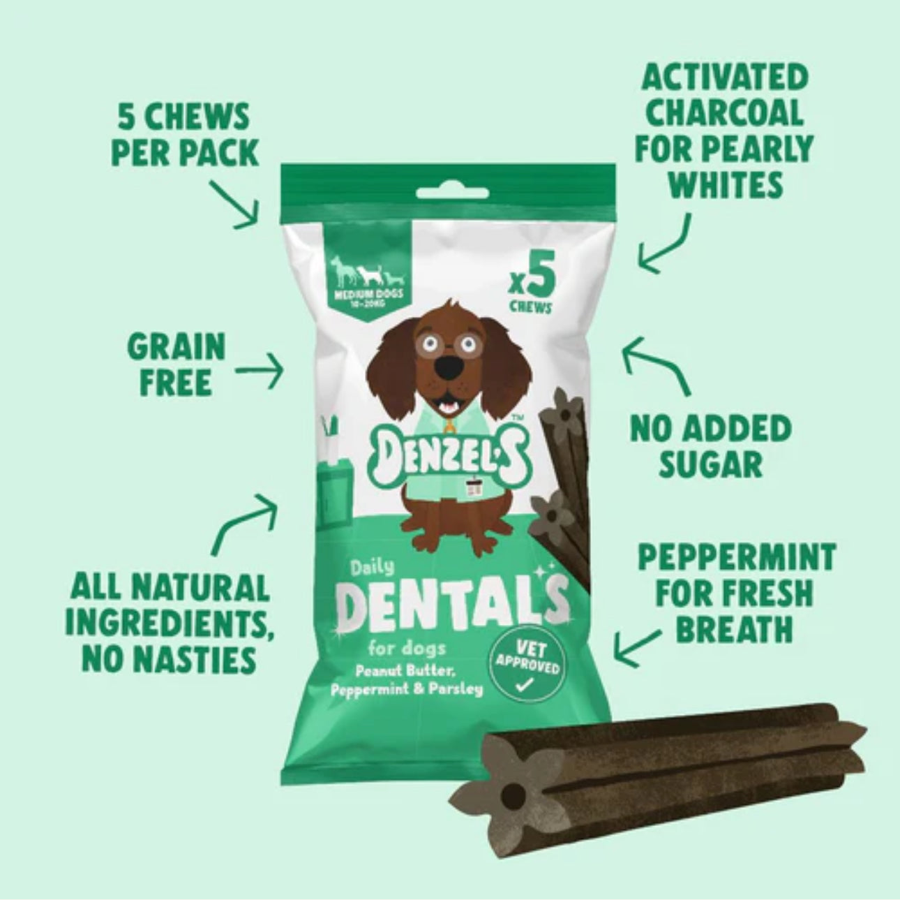 Denzel’s Vegan Medium Dental Sticks